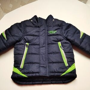 London Fog Kids Puffer Jacket in Navy and Lime Size 2T